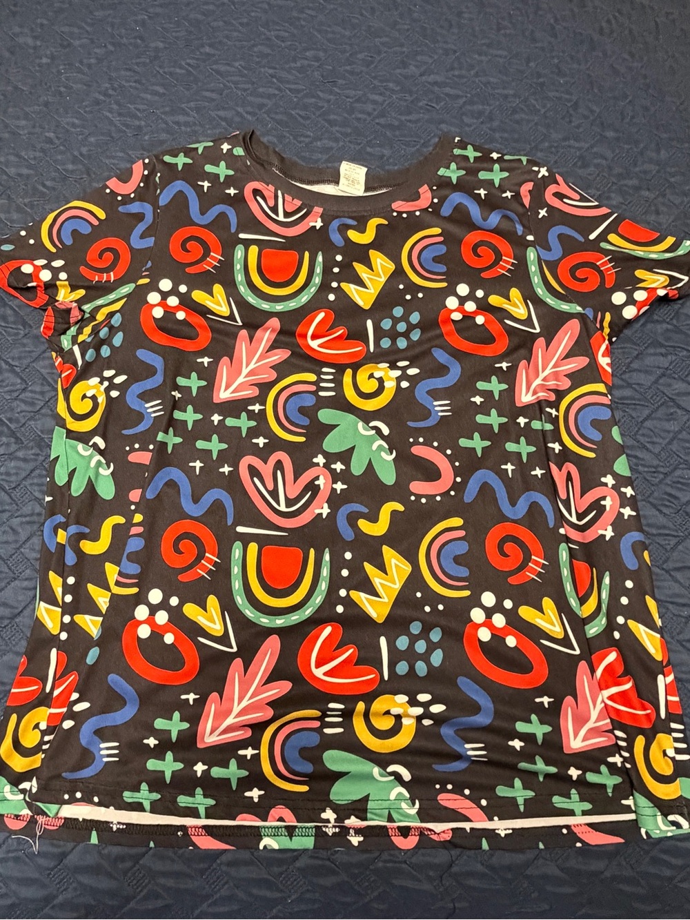 Colorful Abstract Print Tee — Multicolor